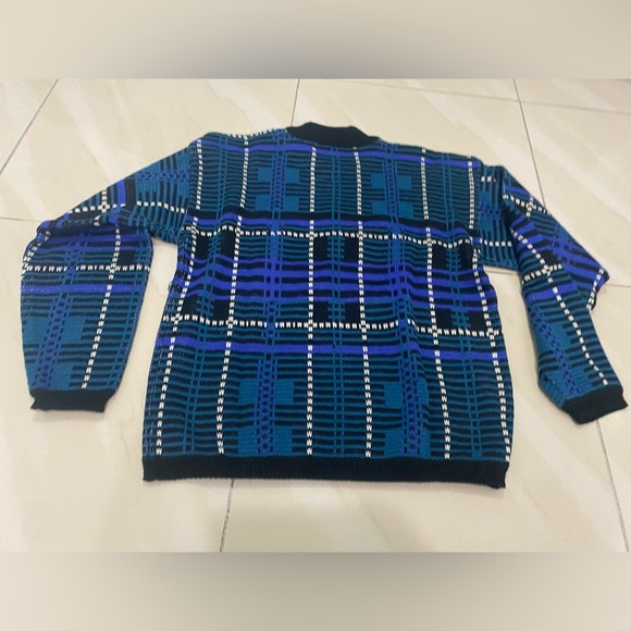 Vintage 90s Chunky Knit Sweater - Permit - Blue Striped - Size MEDIUM - Picture 5 of 5